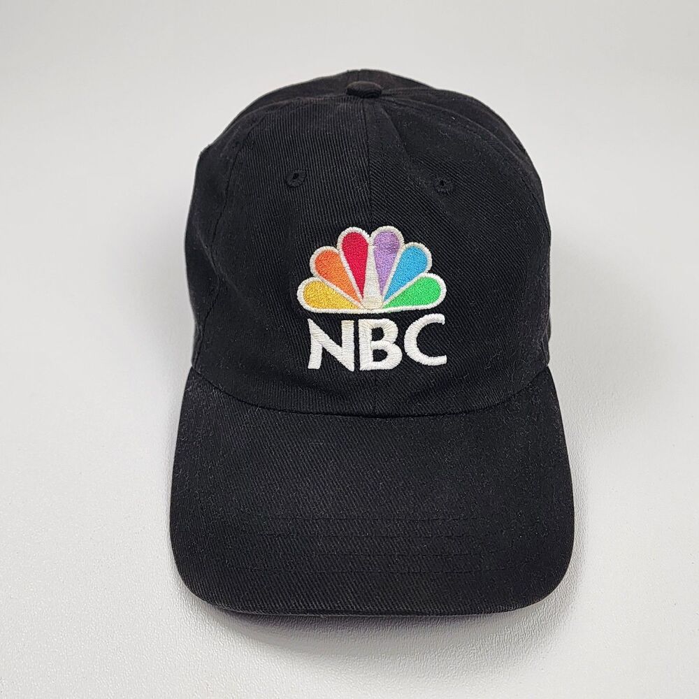 NBC Peacock Logo Adjustable Black Dad Hat Cap EST 1926 Embroidered